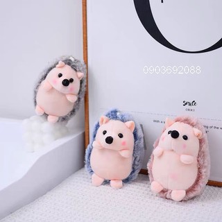 Móc khóa thú nhồi bông con nhím màu bột đậu đỏ, móc khóa xinh ivy store, thú nhồi bông hcm