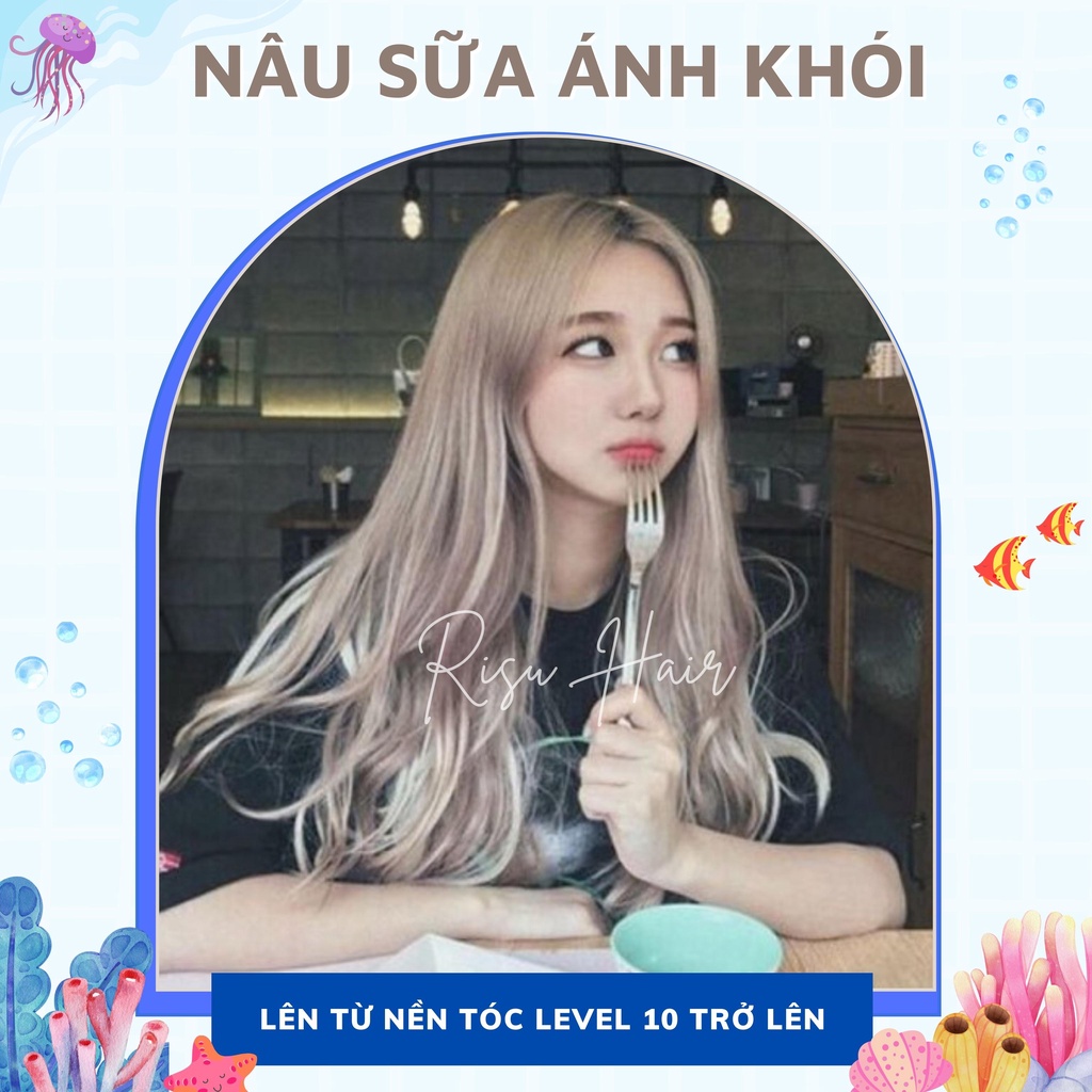 Kem Nhuộm Tóc Màu Nâu Sữa Ánh Khói - Risu Hair.
