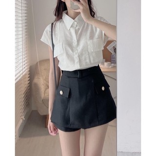 Sơ mi đũi tay hến (ảnh thật/ có sẵn)