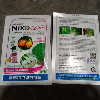 Thuốc trừ nấm bệnh niko 72wp bột màu vàng 35gr