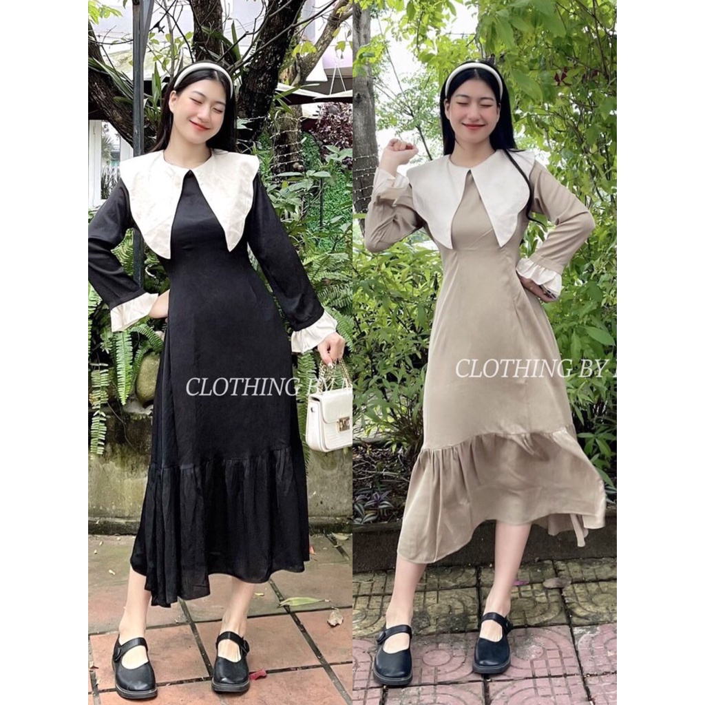 Váy tiểu thư dáng dài maxi cổ bèo nàng thơ, xinh xèo - Mx3982 - clothing by mok thiết kế cao cấp