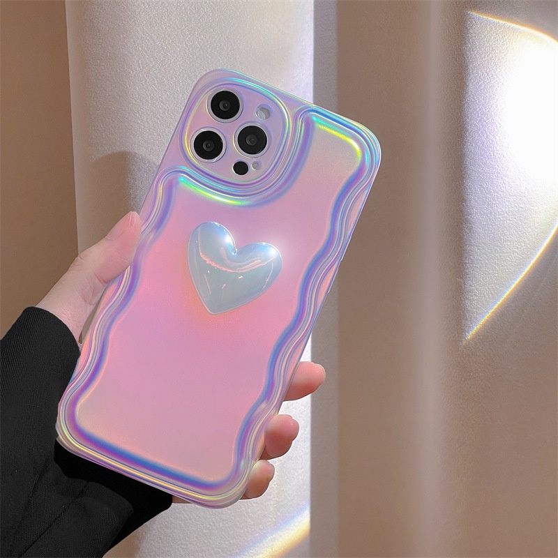Ốp Lưng Iphone Trái Tim Tình Yêu 7 Màu Lưng Gợn Sóng Cho Iphone 7 8 Plus SE X XS XS Max 11 12 13 14 Pro Max