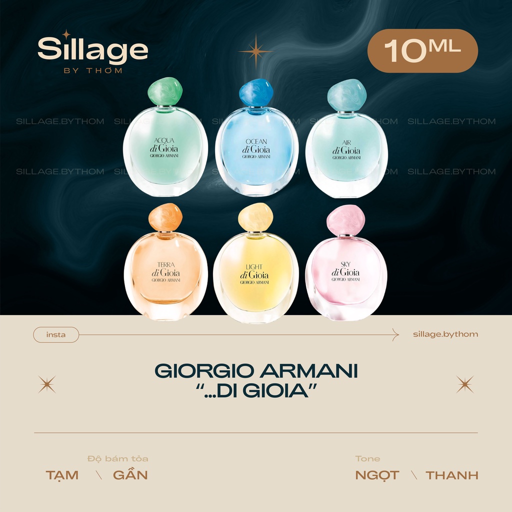 Mẫu thử nước hoa nữ GIORGIO ARMANI DI GIOIA SKY | OCEAN | ACQUA | AIR | LIGHT | TERRA | SUN