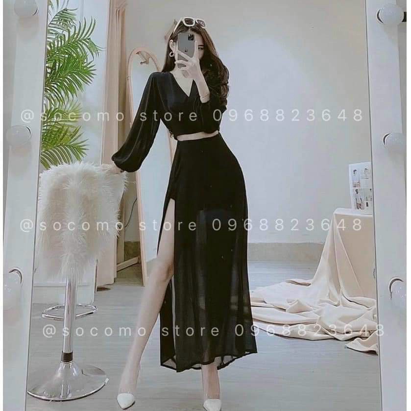 SET MAXI VOAN ÁO TAY DÀI MIX CHÂN VÁY DÀI XẺ TÀ SIÊU SANH CHẢNH ĐI CHƠI DỰ TIỆC MẪU MỚI CỰC HOT ILOVECARE