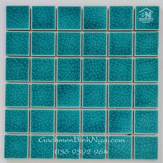 Gạch ốp hồ bơi xanh ngọc Mosaic gốm men rạn 4806
