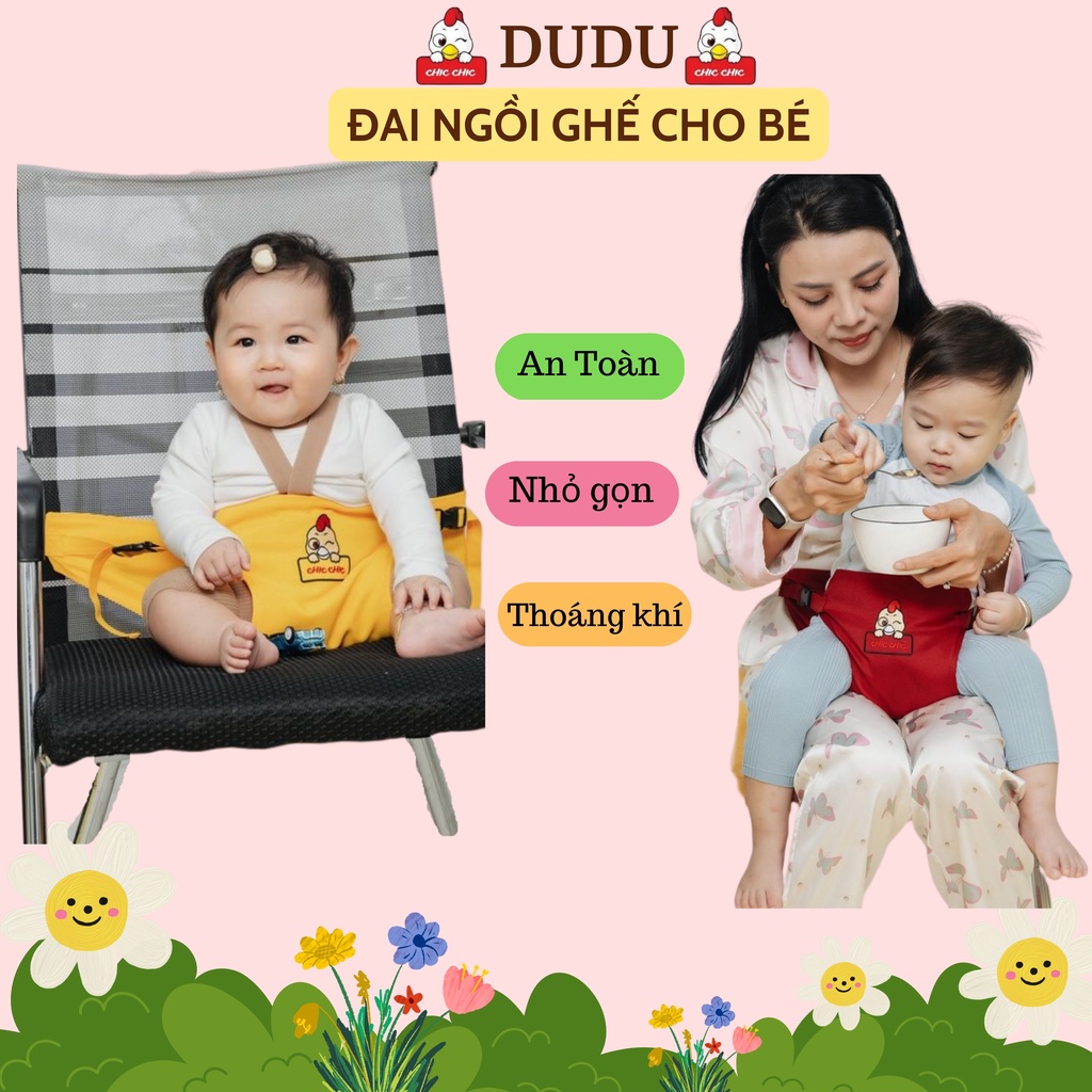 Đai hỗ trợ ngồi ghế cho bé Dudu đai an toàn khi đi xe máy ô tô du lịch cho bé thay thế ghế ăn dặm nhỏ gọn tiện dụng