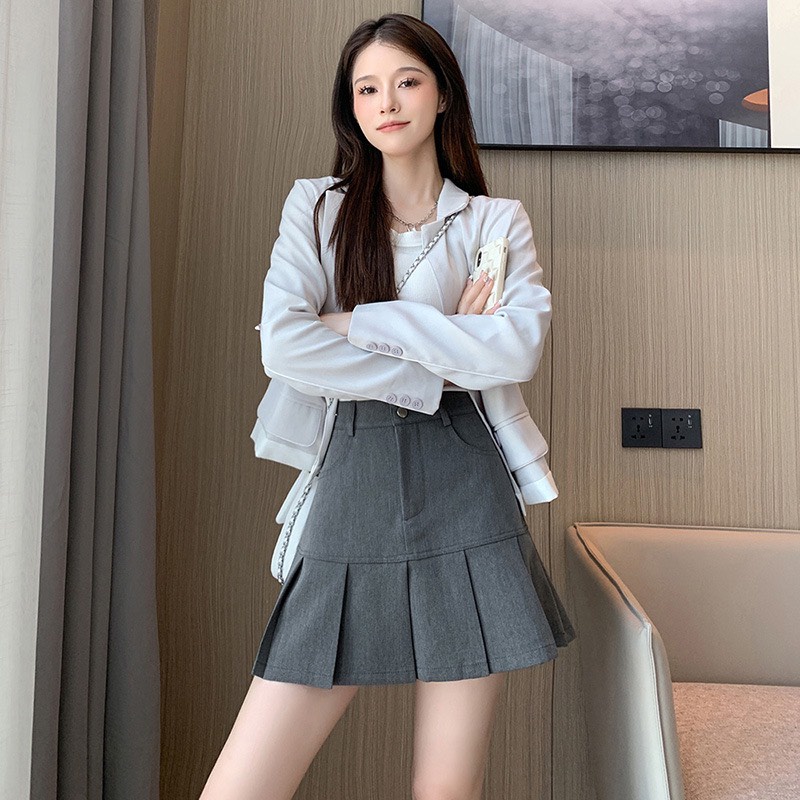 Chân váy xếp ly 92WEAR , chất tuytsi 2 lớp thanh lịch basic JDW2048