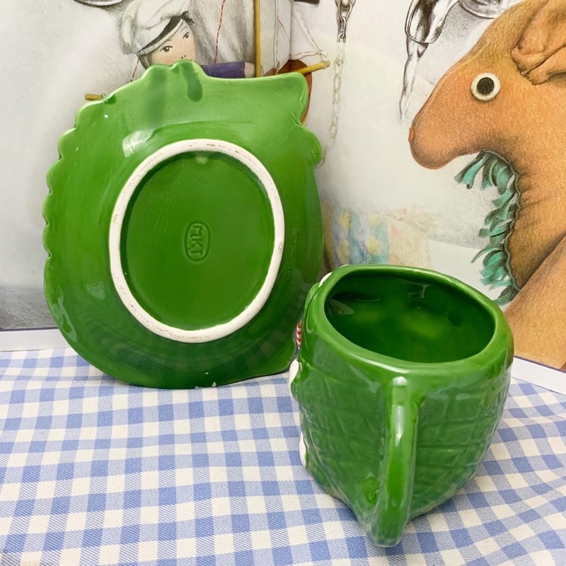 Set dĩa ly cá sấu gốm sứ hoạt hình dễ thương nhật bản