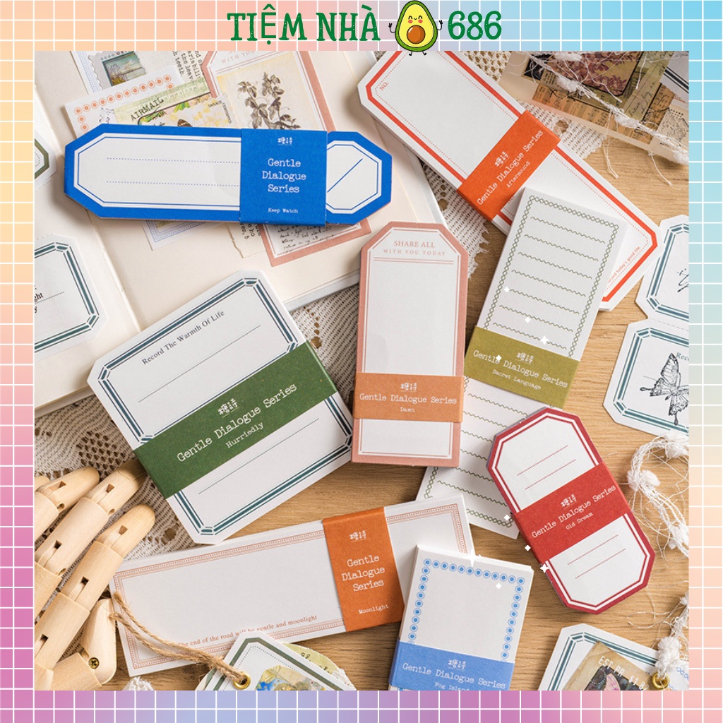 Giấy ghi chú, giấy note họa phong cách cổ điển, trang trí sổ tay , set 60 tờ - Tiệm Nhà Bơ 686