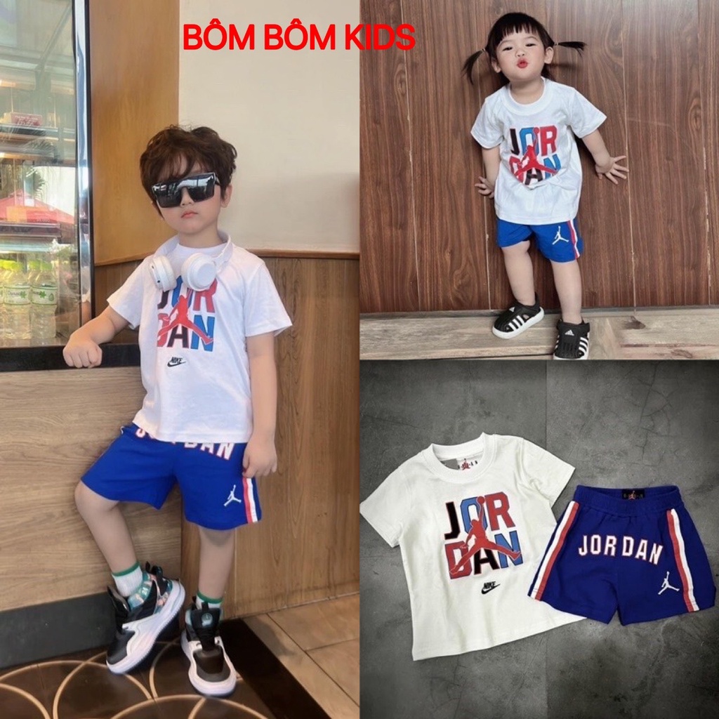 Bộ quần áo JORDAN màu trắng cực hot năm 2023 cho bé trai và bé gái (10-43kg) SHOP BÔM BÔM KIDS
