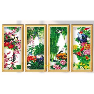 Tranh đính đá toàn bộ 5D-tranh bộ tứ quý-treo phòng khách