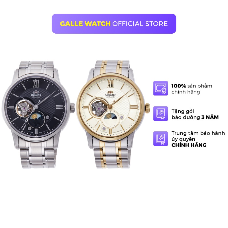 Đồng hồ cơ nam Orient Watch Sun And Moon RA-AS000 lộ máy mặt kính sapphire chống xước dây thép đeo tay chính hãng