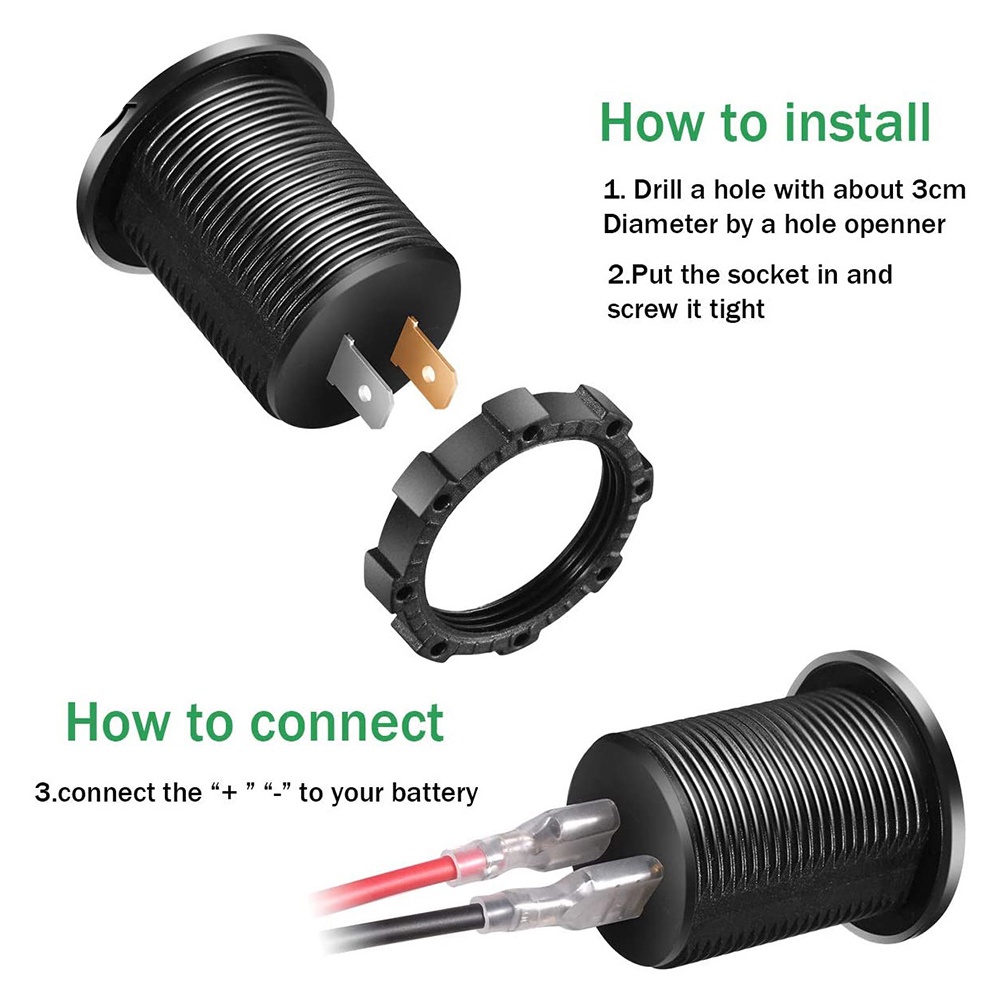 Ổ Cắm Sạc Nhanh Với 2 Cổng USB QC3.0 Kèm Công Tắc Bật Tắt Tiện Lợi Chuyên Dụng Cho Ô Tô