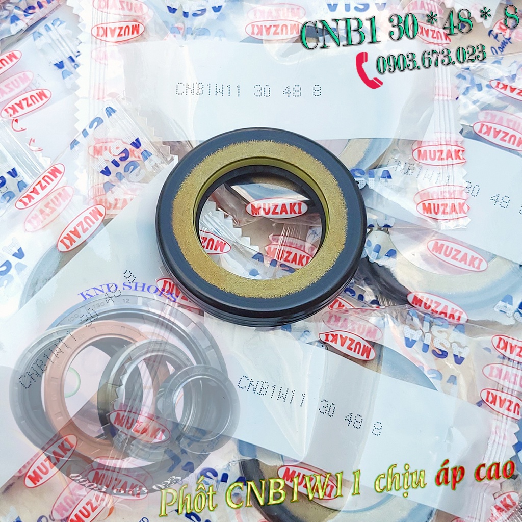 Phớt tay lái (bót lái) chịu áp cao Muzaki CNB1W11 30*48*8 cho hệ thống lái trợ lực Ô tô, Tàu thủy, Máy cày,...
