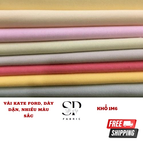 Vải KATE FORD COTTON ,Khổ 1m6, may áo, quần hoặc váy, chất vải độ dày vừa phải, thấm hút, màu sắc đa dạng.
