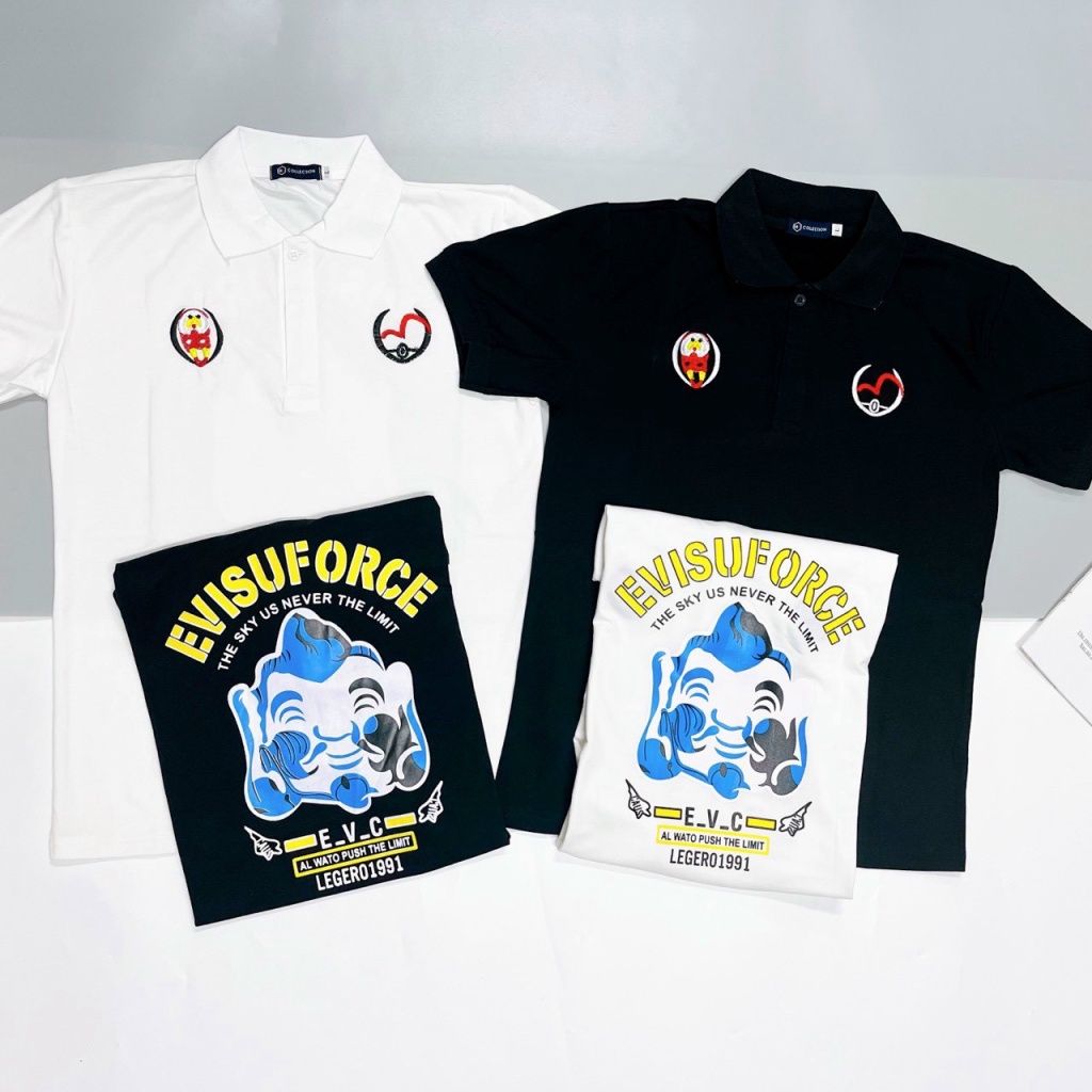 Áo Thun Nam Cổ Trụ Vải Cotton Mềm Mát 2 Màu Trắng Đen Phối Hình Trẻ Trung Lịch Lãm NEW UNISEX