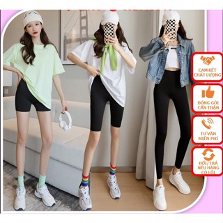  Quần tập gym nữ legging nữ dày dặn vải cotton cao cấp co giãn cá tính Quần legging lửng đùi cạp cao Laika Shop TF001 
