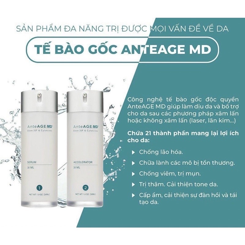 Combo AnteAGE MD Serum Và Accelerator Ante Age Md Dưỡng Ẩm, Bảo Vệ, Tái Tạo Và Trẻ Hoá Làn Da 30ml