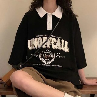 [RẺ VÔ ĐỊCH] Áo polo Unoffcall 3158 unisex -Thun kiểu form rộng tay lỡ kiểu dáng cá tính đường phố