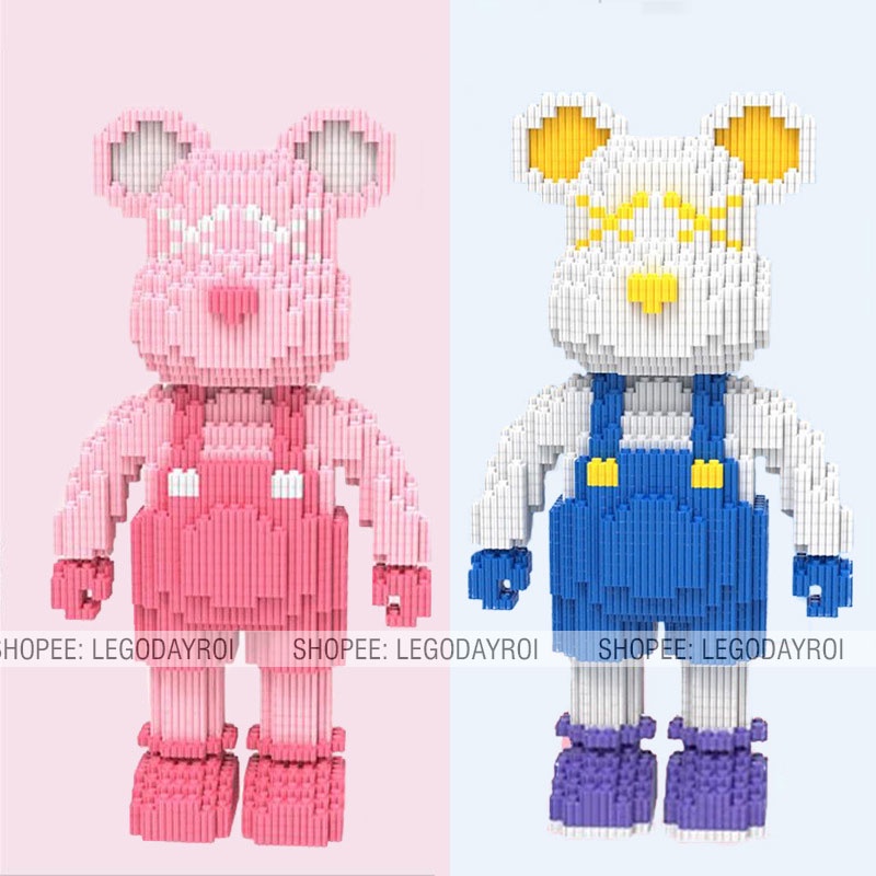 Combo 2 bộ Đồ chơi lego Gấu Bearbrick [35cm] mặc yếm mô hình lắp ráp Bearbrick 3D decor trang trí