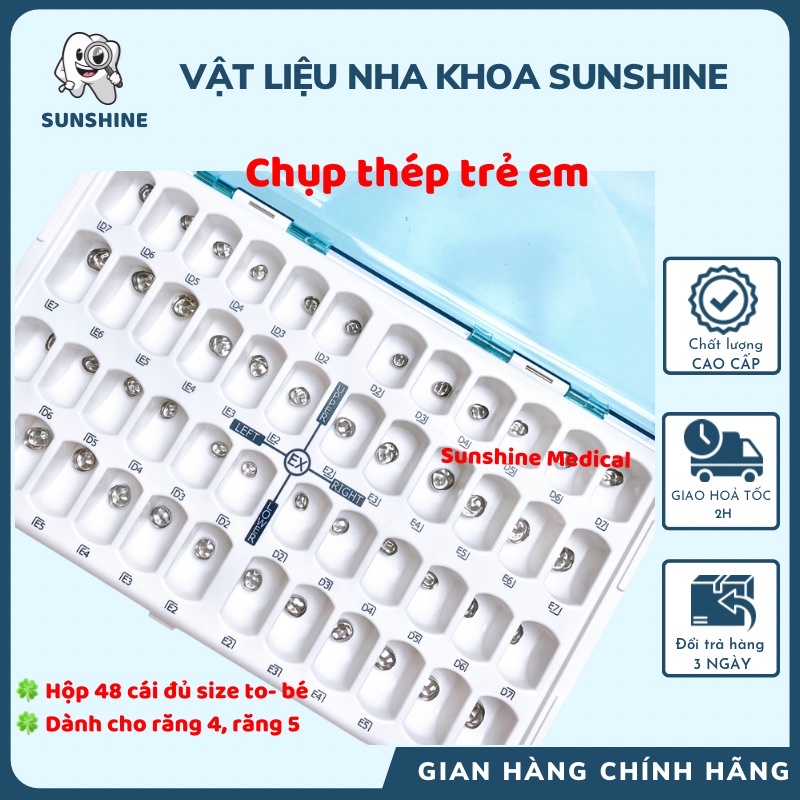 Mão thép trẻ em, chụp thép trẻ em hộp 48 cái