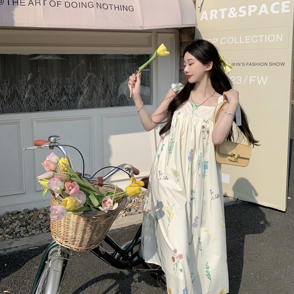 Đầm hai dây babydoll LUHAZO dáng dài bigsize maxi vintage hoa nhí  Hàn Quốc đi biển đi chơi đi du lịch 6710