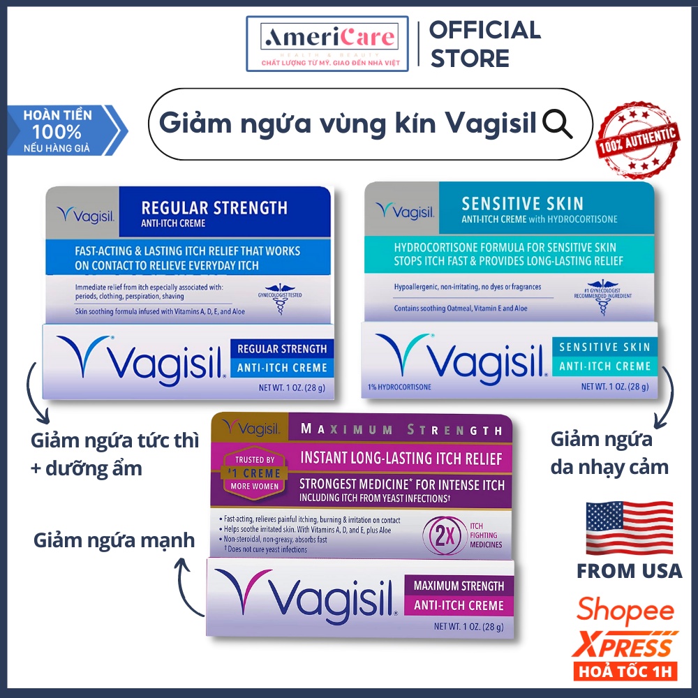 Kem Vagisil Dưỡng Ẩm Giảm Ngứa Vùng kín Regular