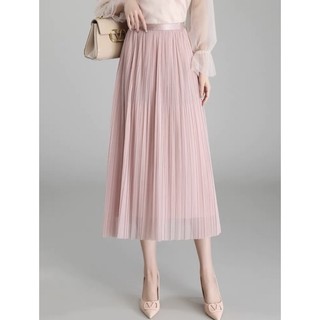 Chất váy maxi xếp ly tơ