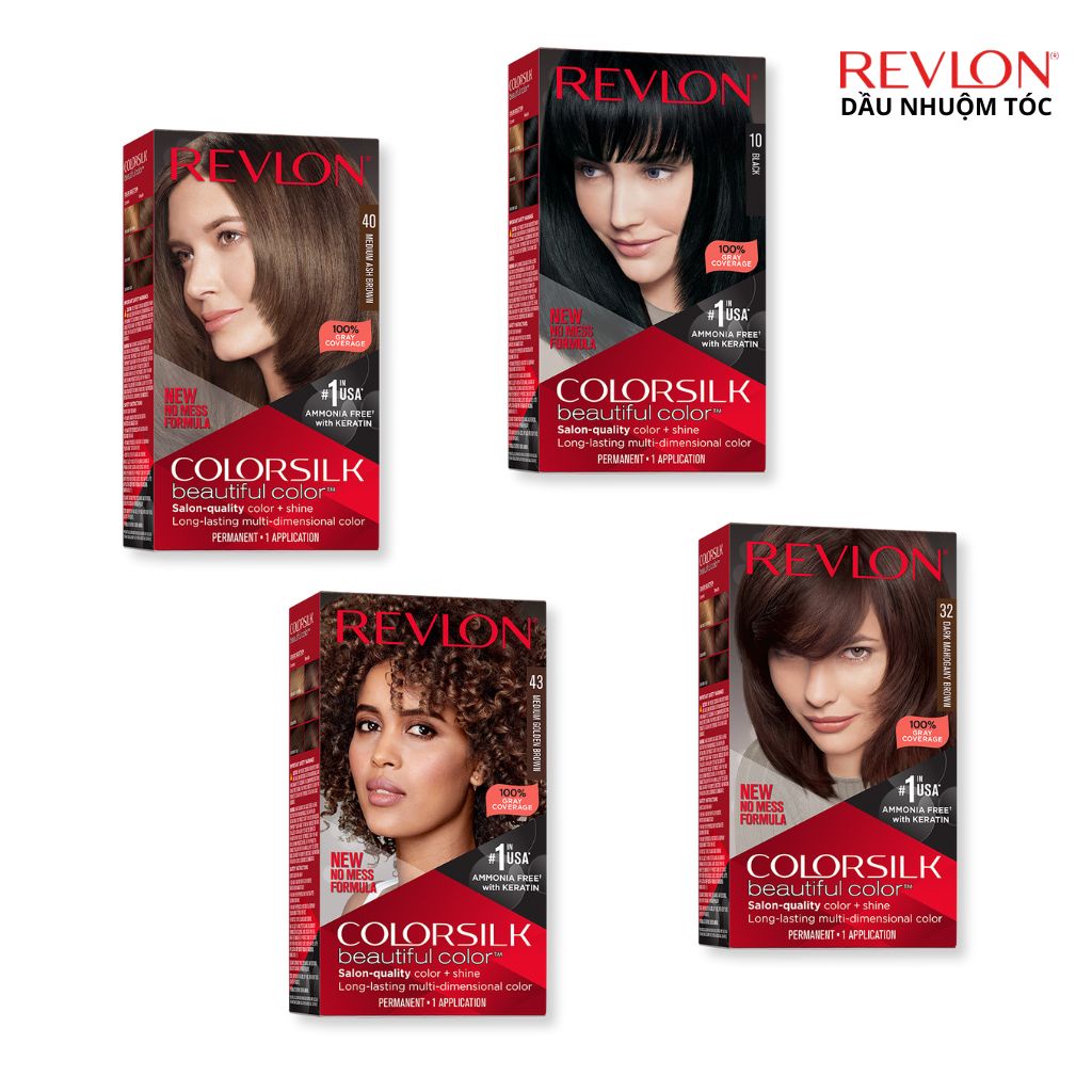 Nhuộm Tóc Revlon Colorsilk Beautiful Color Mỹ, Dầu Nhuộm Giữ Màu Tóc Tự Nhiên, 41 Màu Sắc Lựa Chọn