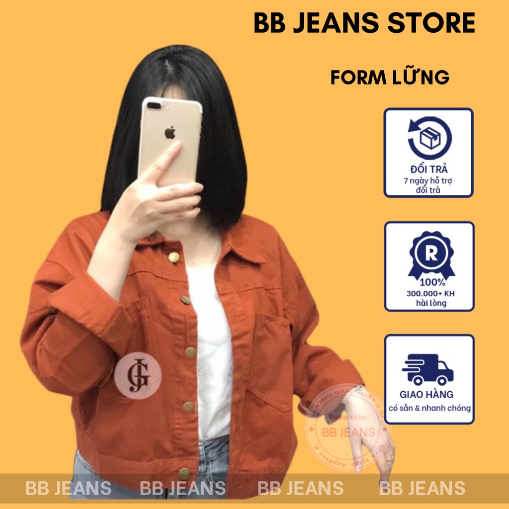 Áo khoác nữ chất kaki form lững croptop 48cm sành điệu size 39-58kg cao dưới 1.60m BB Jeans