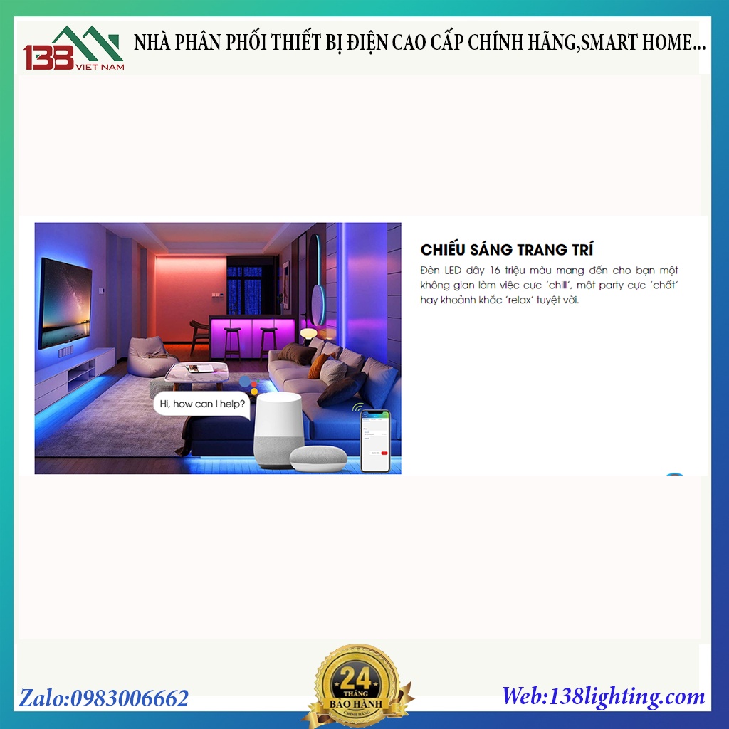 Đèn led dây RGB thông minh Rạng đông  LD01.BLE.RGB 1000/7W