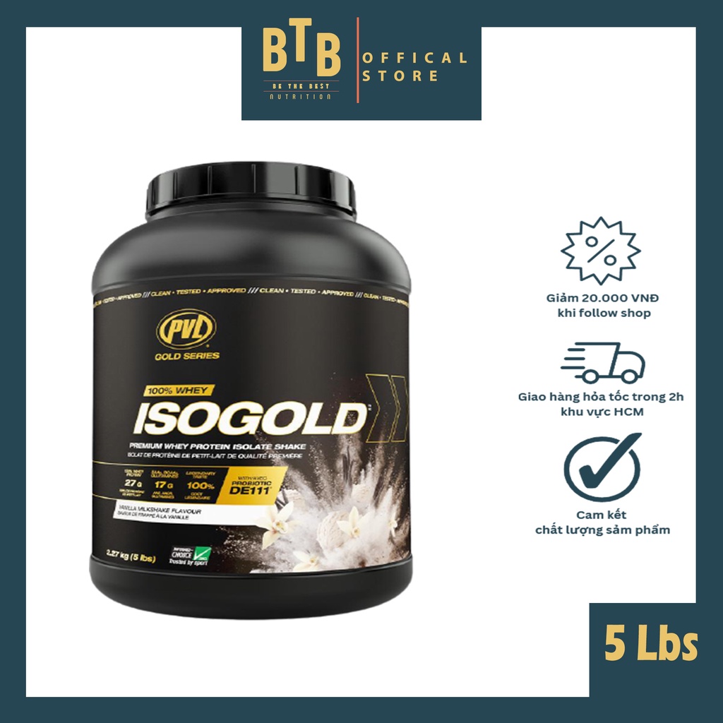 Bột đạm dinh dưỡng thể thao thể hình ISO GOLD 2.3KG hỗ trợ tăng cơ từ thương hiệu PVL