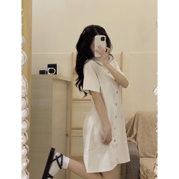 Đầm cổ sơ mi cài cúc dáng xoè - D240