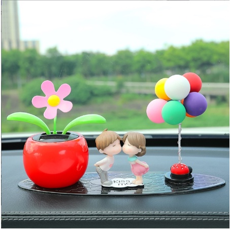 Hàng mới về- Hoa nhẩy múa-Set decor tình nhân chậu hoa nhảy múa năng lượng mặt trời trang trí taplo ô tô, xe hơi.