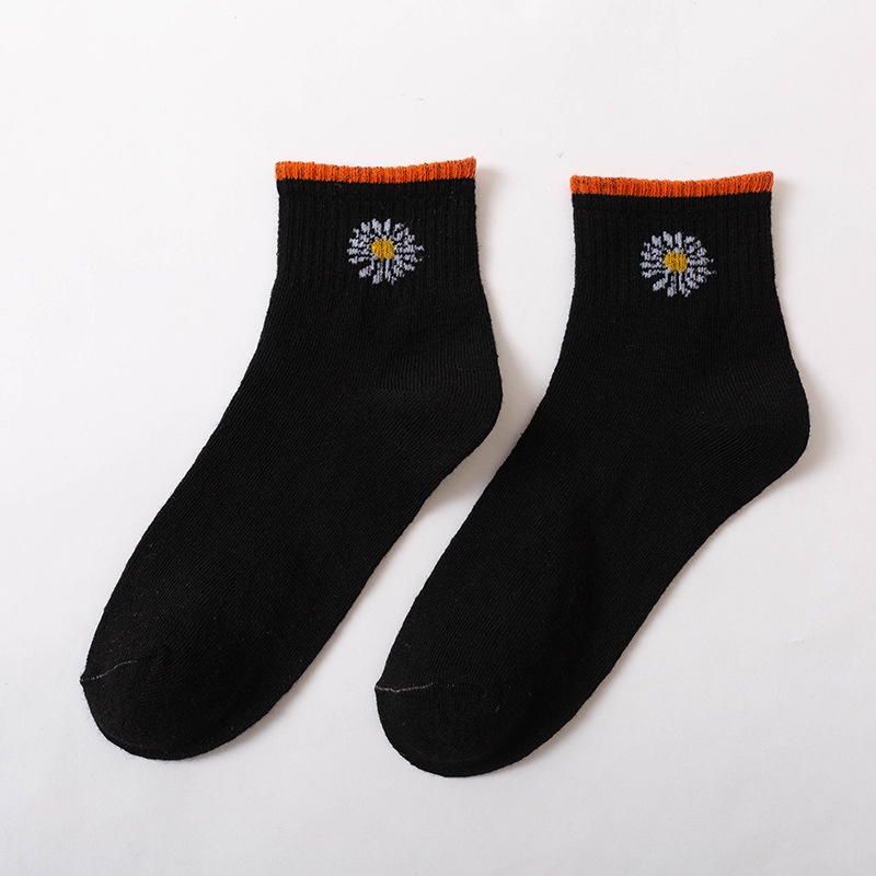 Tất vớ nữ cao cấp phong cách Hàn Quốc chất dày thêu hoa cúc MiniCat TAT602