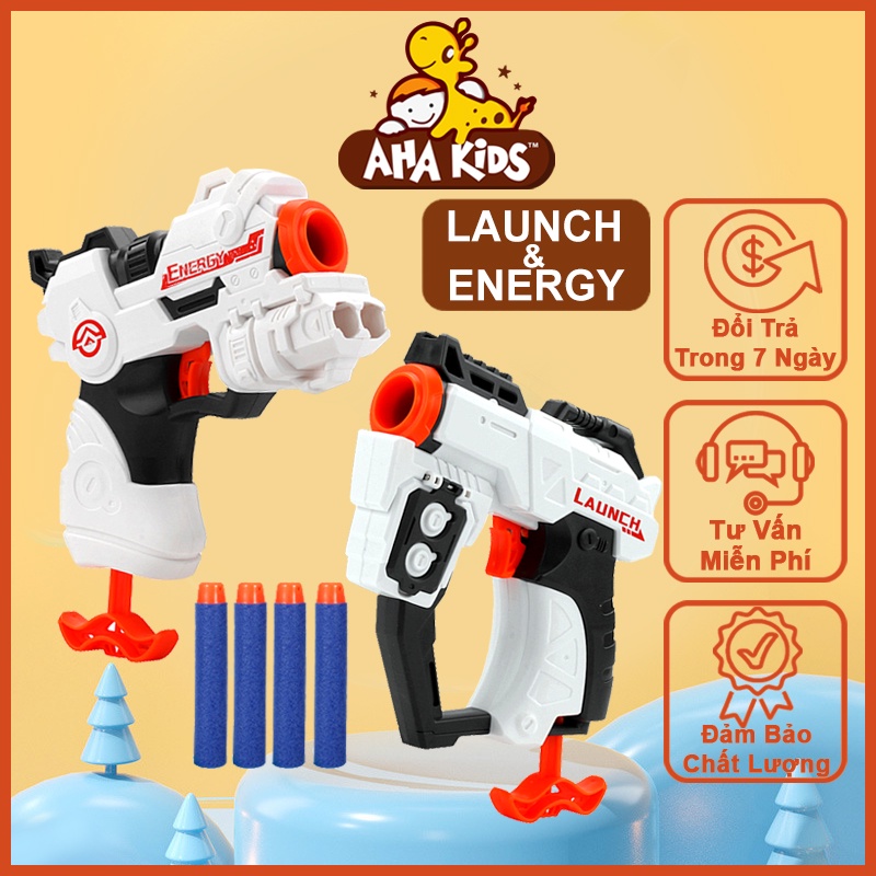 Đồ Chơi Phóng Thanh Xốp LAUNCH Và ENERGY, Sung Đồ Chơi Cao Cấp An Toàn Cho Bé + 4 Viên Xốp + Hộp