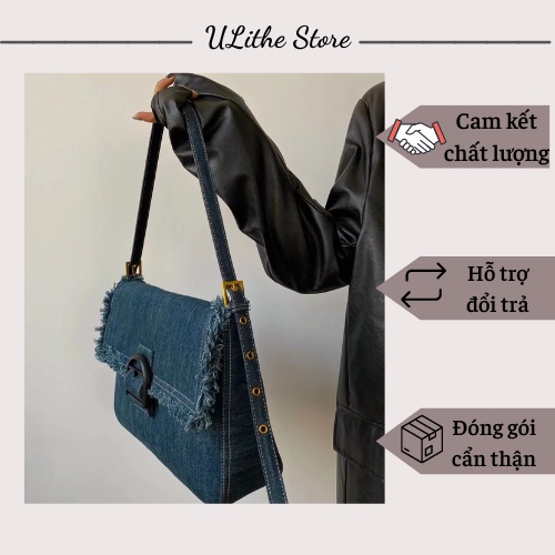 HÌNH THẬT Túi xách nữ đeo vai form kẹp nách chất jeans độc lạ phong cách retro thanh lịch cá tính hàn quốc đi học đi làm