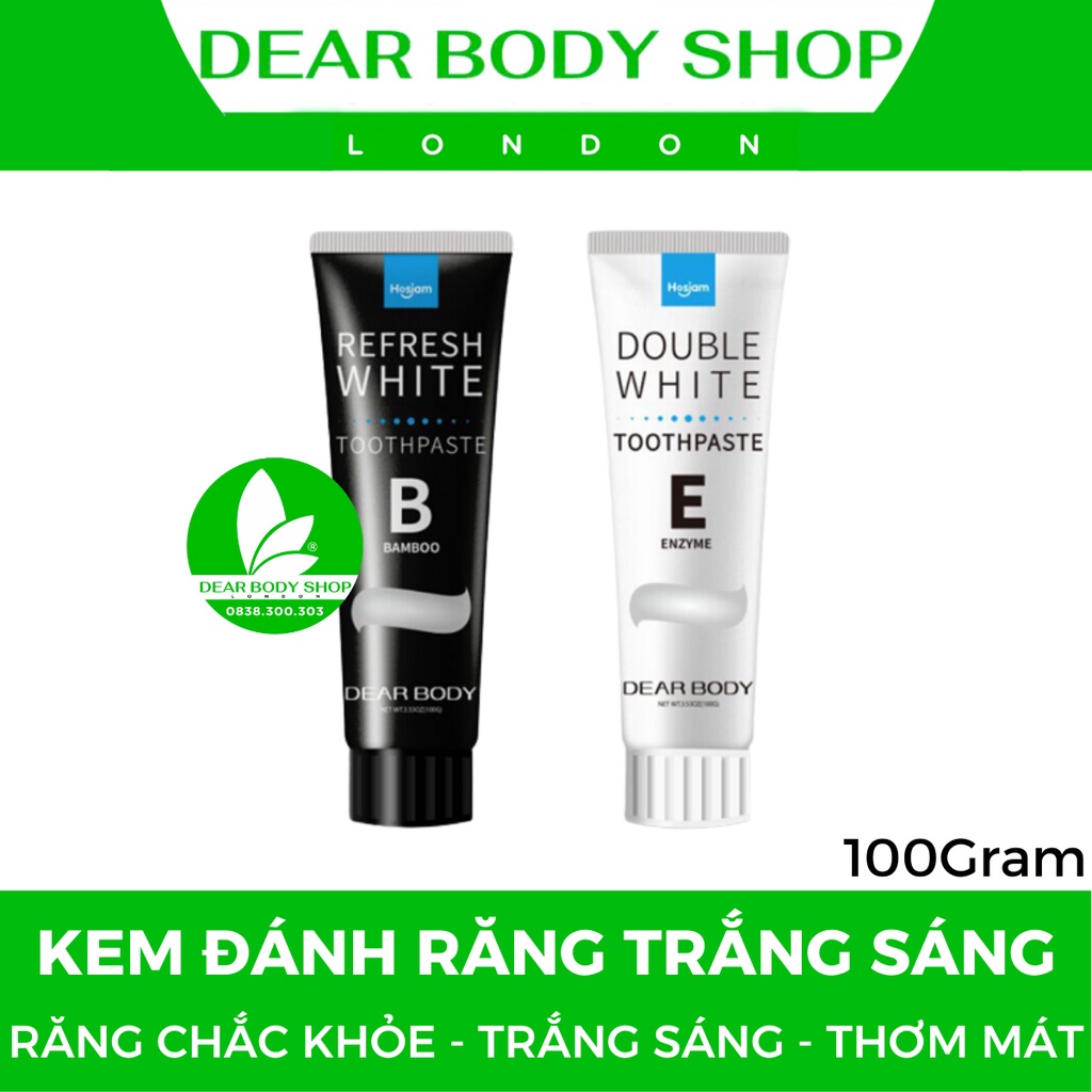 KEM ĐÁNH RĂNG DEAR BODY - TOOTHPASTE WHITE 100g - Hàm Răng Trắng Sáng - Tươi Mát - Hơi Thở Thơm Tho