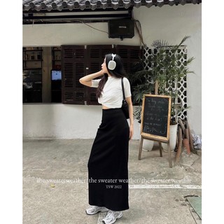 Chân váy suông dài siêu dễ phối đồ hack dáng - Hallow Store
