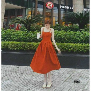 Đầm dự tiệc maxi trễ vai cổ dây có mút thời trang nữ sang chảnh chất lụa váy xoè đi chơi phong cách trẻ trong sieu xinh