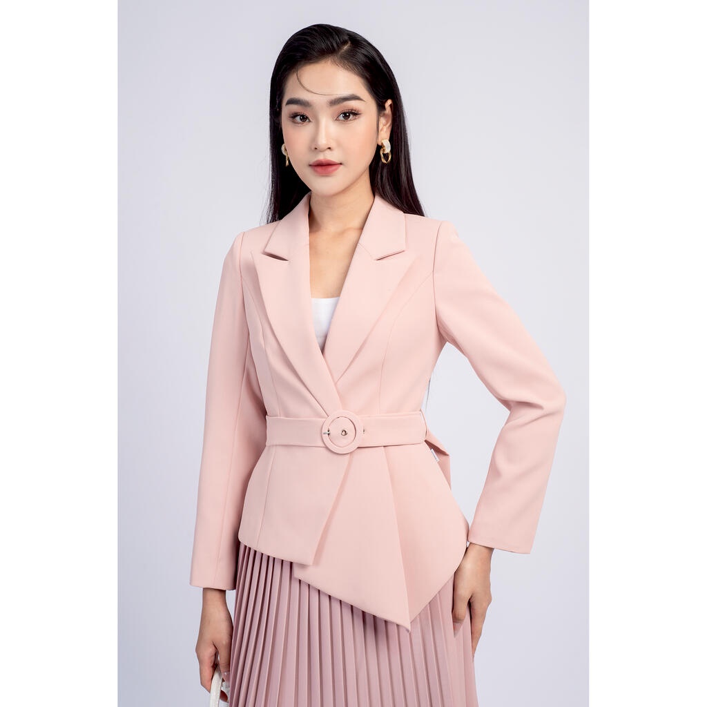 Áo vest hai ve, thắt đai vải MMOutfit AV0822043