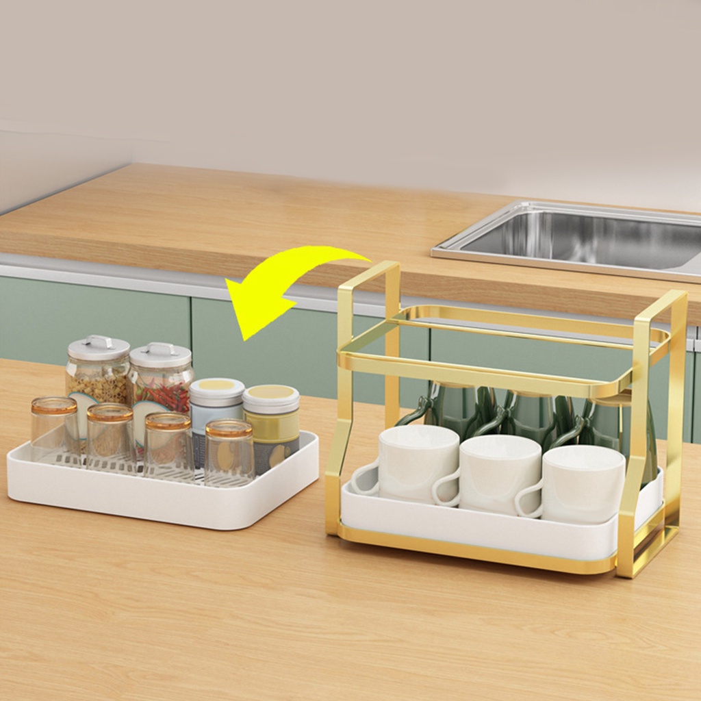 Set 2 Khay Đựng Gia Vị 2 Tầng Có Thể Tháo Rời Tiện Dụng