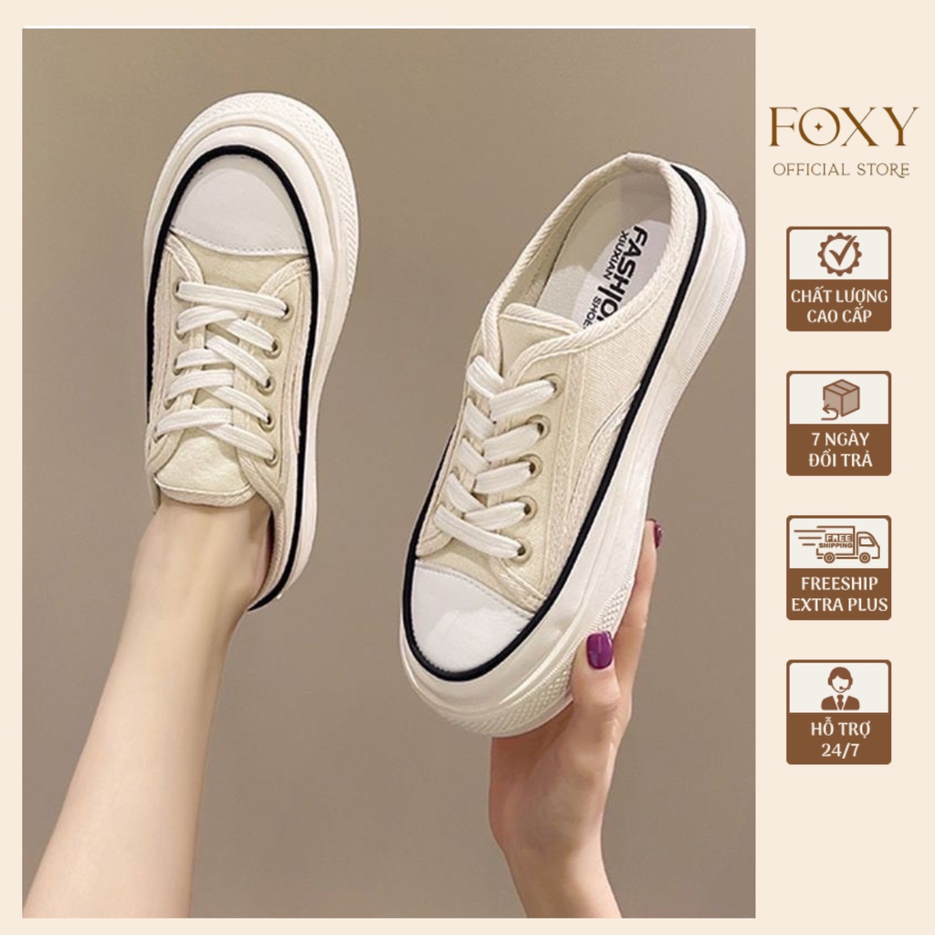 Giày Sục Thể Thao Nữ FOXY Đạp Gót, Độn Đế 5p Vải Canvas - FOX072