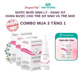 COMBO 3 Hộp Xịt mũi, Xịt họng, Nước muối sinh lý Salus Royal chứa Bào tử lợi khuẩn giảm viêm mũi dị ứng ( 5ml x 6 ống )