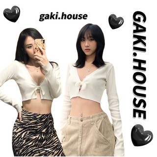 Áo croptop tay dài cột nơ sexy