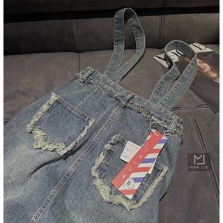 Váy Yếm Jean Rách Kèm Belt