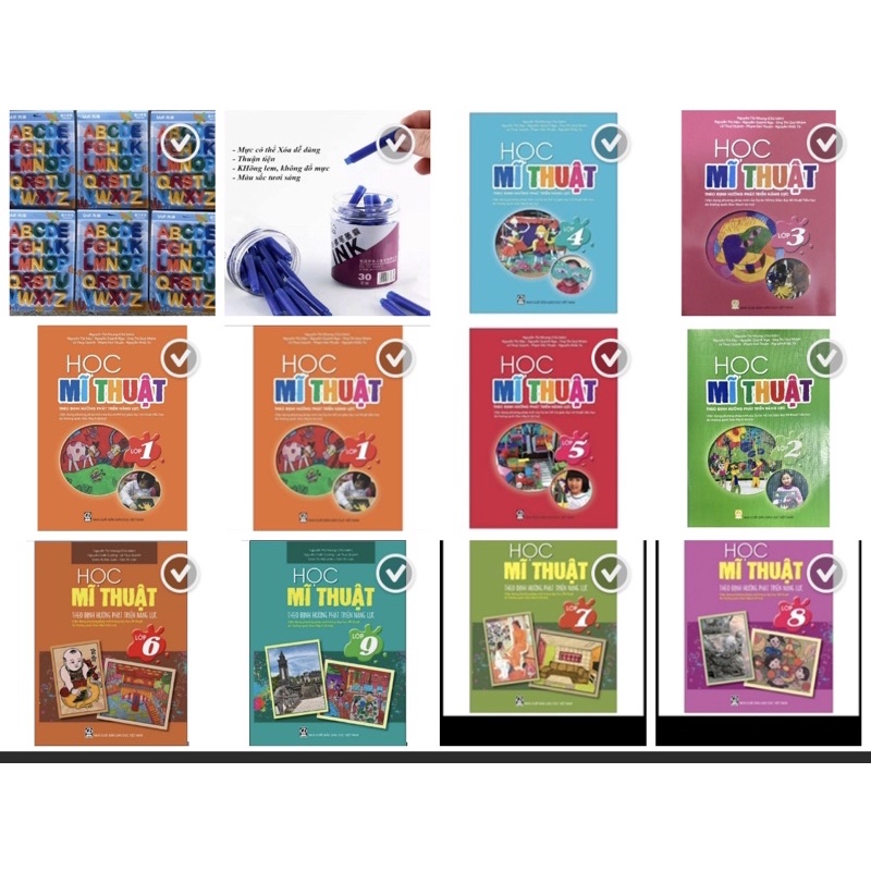 Học Mĩ thuật mới lớp 2,3,4,5,6,7,8,9 bán kèm bút chì