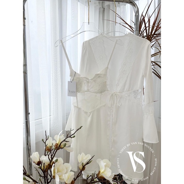 SĂN GIÁ SỈ - Set váy hai dây kèm choàng lụa bo eo hàng Quảng Châu cao cấp