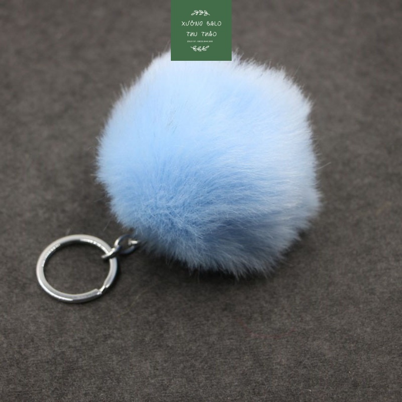 Móc khóa treo balo, móc khóa treo xe cục bông xù xinh