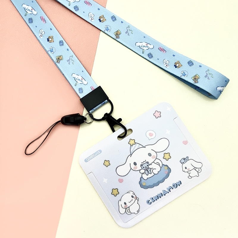 Dây đeo thẻ ngang dành cho học sinh, sinh viên, nhân viên họa tiết hoạt hình nhân vật Sanrio Pochacco, Kurin,Cinnamaroll